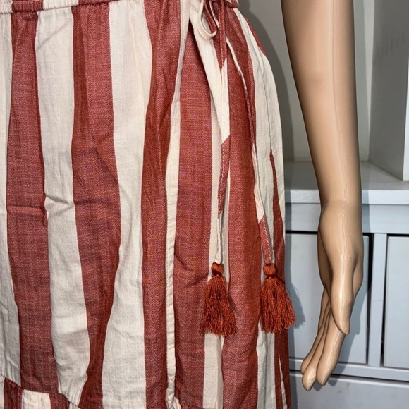 Knox Rose Striped Wrap Midi Dress Puff Sleeve Tiered Ruffle Waist Tie S - Picture 7 of 7